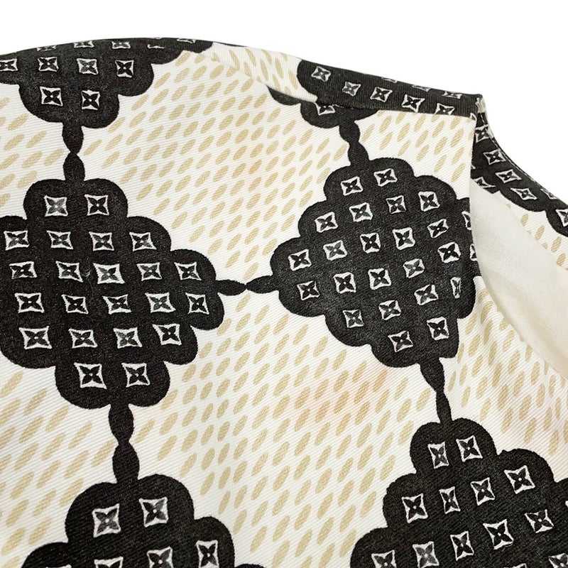 ルイヴィトン ワンピース ダミエディテール プリント コットン レディースサイズ34 LOUIS VUITTON 白 黒 ブラック