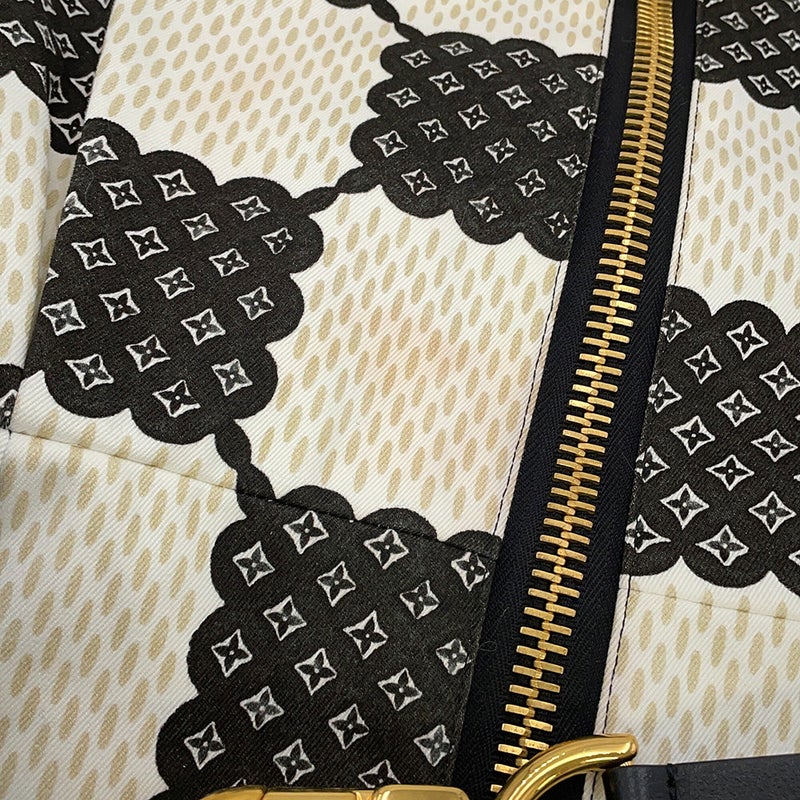 ルイヴィトン ワンピース ダミエディテール プリント コットン レディースサイズ34 LOUIS VUITTON 白 黒 ブラック