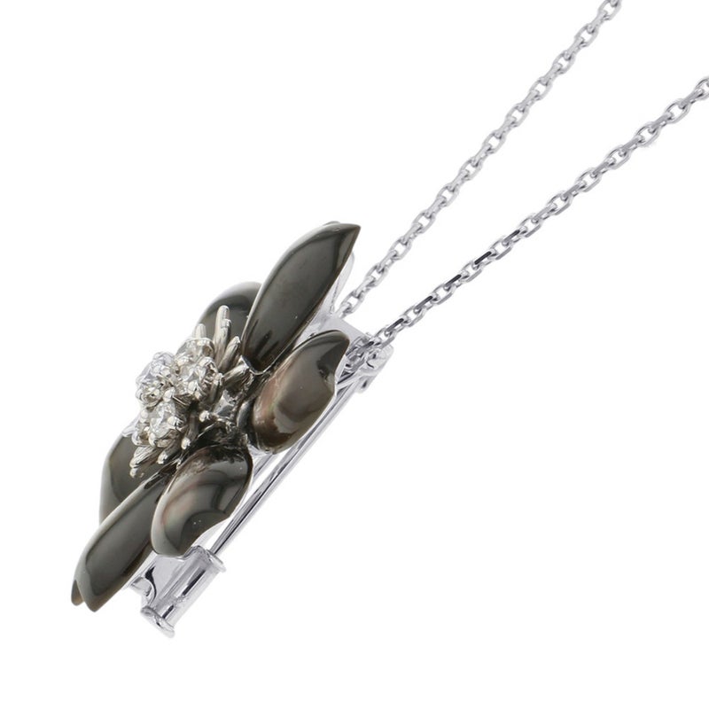 ヴァンクリ ネックレス ローズ ド ノエル クリップ スモール グレー マザーオブパール/ダイヤ 6P 計0.48ct K18WG VCARD30400