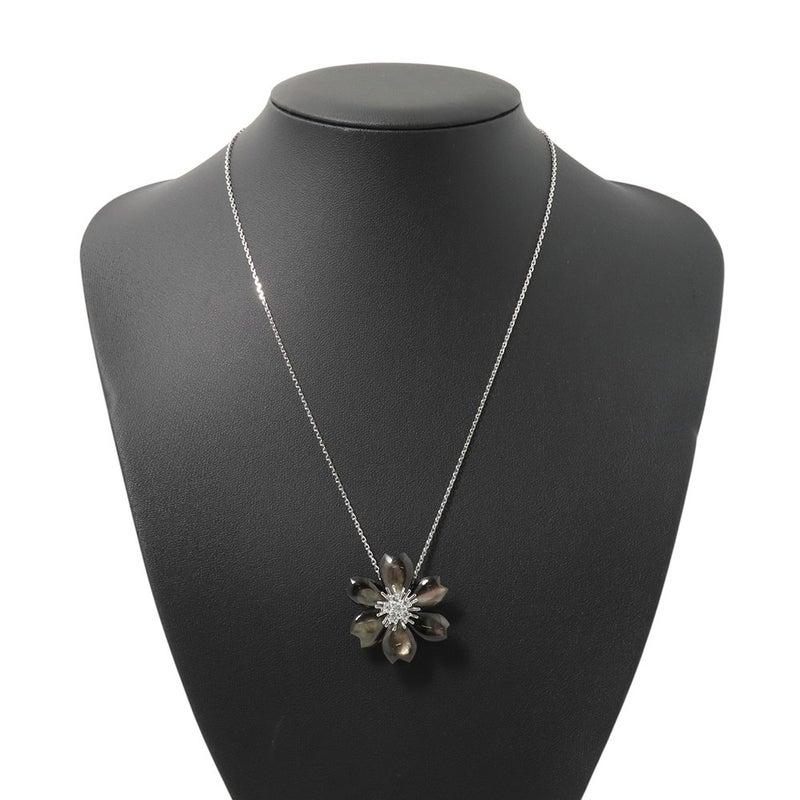 ヴァンクリ ネックレス ローズ ド ノエル クリップ スモール グレー マザーオブパール/ダイヤ 6P 計0.48ct K18WG VCARD30400