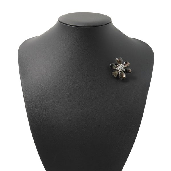 ヴァンクリ ネックレス ローズ ド ノエル クリップ スモール グレー マザーオブパール/ダイヤ 6P 計0.48ct K18WG VCARD30400