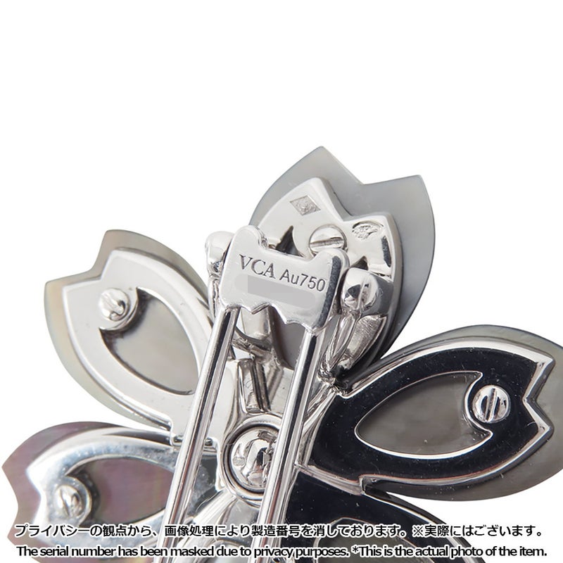 ヴァンクリ ネックレス ローズ ド ノエル クリップ スモール グレー マザーオブパール/ダイヤ 6P 計0.48ct K18WG VCARD30400