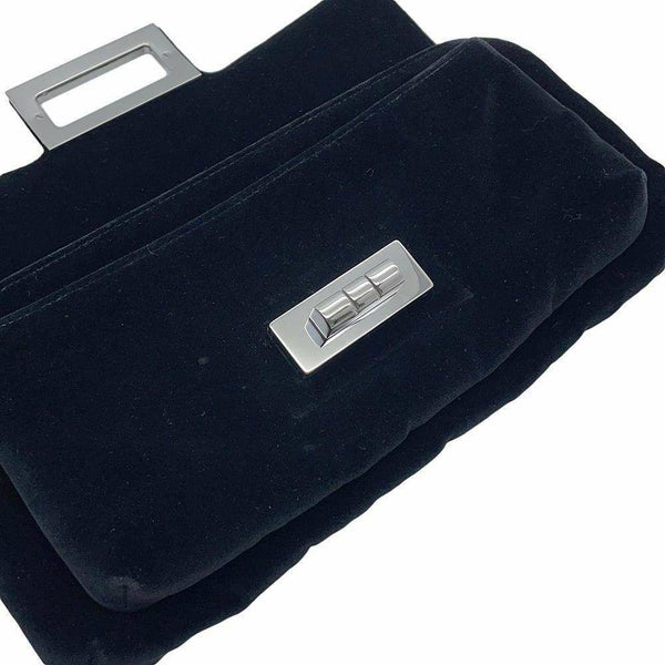 シャネル チェーンショルダーバッグ 2.55 ベロア CHANEL 黒