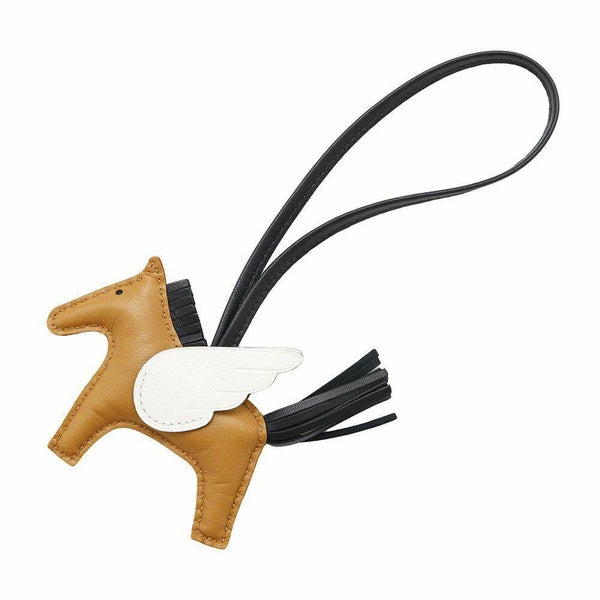 エルメス バッグチャーム ロデオPM ペガサス ナタ/セサミ/ブラック ラムスキン B刻印