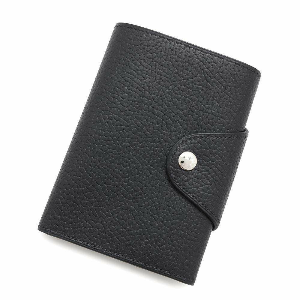エルメス 二つ折り財布 イリアード コンパクト ブラック/シルバー金具