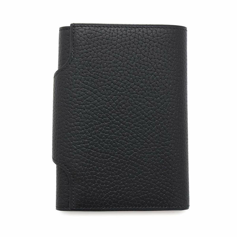 エルメス 二つ折り財布 イリアード コンパクト ブラック/シルバー金具 ヴァッシュ・ギャロップ・ドゥ・エルメス W刻印 黒