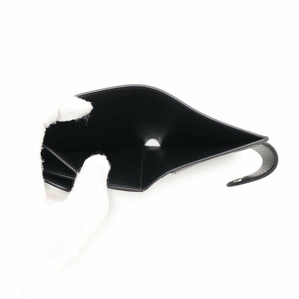 エルメス 二つ折り財布 イリアード コンパクト ブラック/シルバー金具 ヴァッシュ・ギャロップ・ドゥ・エルメス W刻印 黒