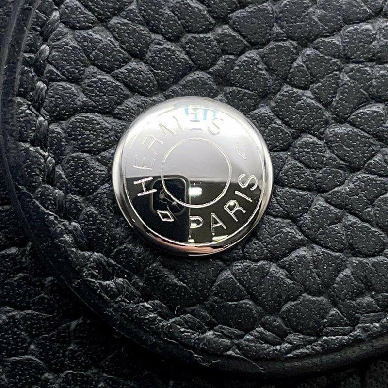 エルメス 二つ折り財布 イリアード コンパクト ブラック/シルバー金具 ヴァッシュ・ギャロップ・ドゥ・エルメス W刻印 黒