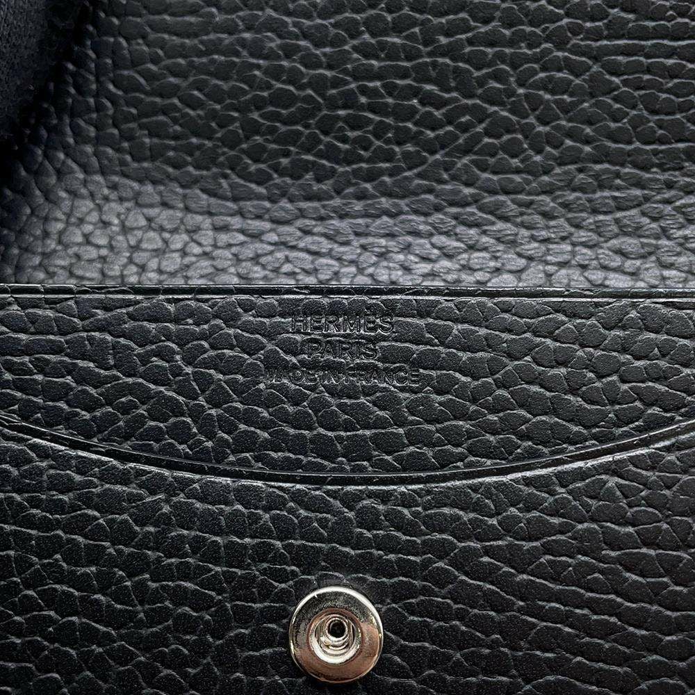 エルメス 二つ折り財布 イリアード コンパクト ブラック/シルバー金具