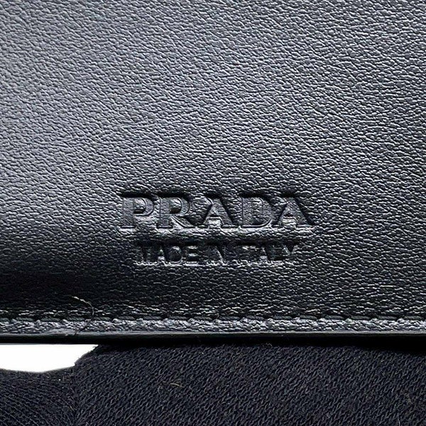 プラダ 二つ折り財布 サフィアーノ レザー ロゴPRADA 財布 メンズ 黒