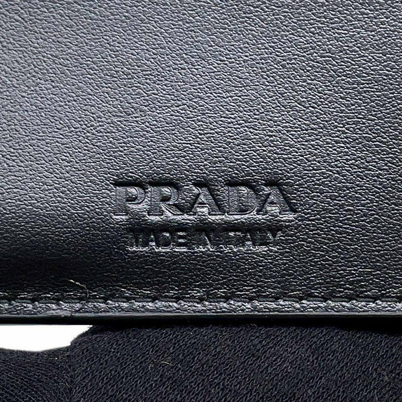 プラダ 二つ折り財布 サフィアーノ レザー ロゴPRADA 財布 メンズ 黒