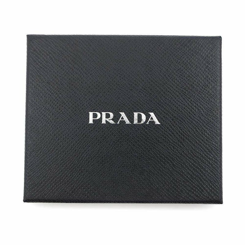 プラダ 二つ折り財布 サフィアーノ レザー ロゴPRADA 財布 メンズ 黒