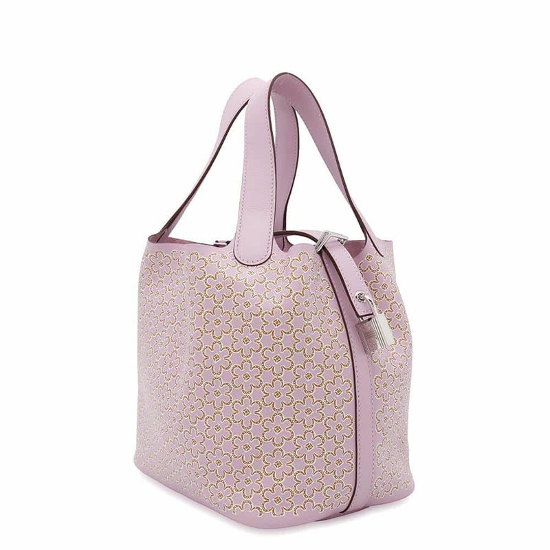 エルメス ハンドバッグ ピコタンロックPM ラッキーデイジー モーヴシルベストル/キュイーブル/ホワイト シルバー金具 スイフト U刻印