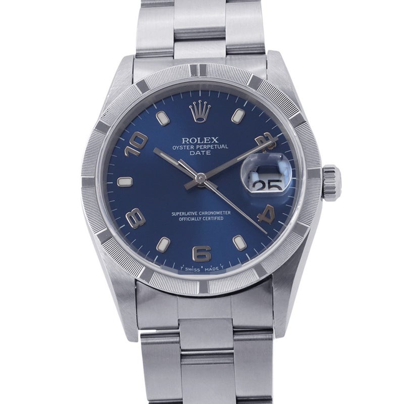 ロレックス オイスターパーペチュアル デイト U番 15210 ROLEX 腕時計 ブルー文字盤