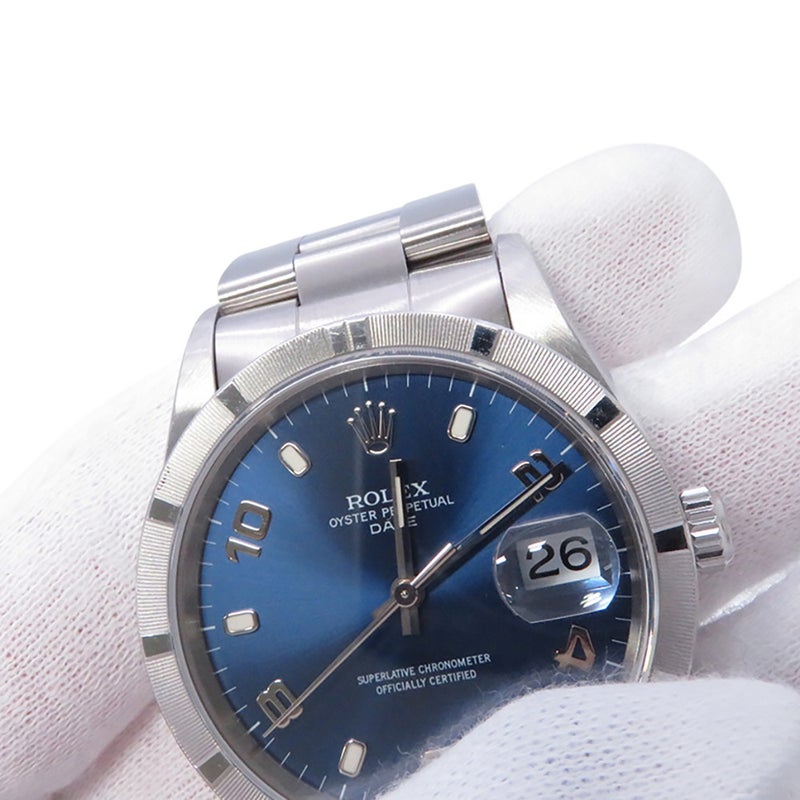 ロレックス オイスターパーペチュアル デイト U番 15210 ROLEX 腕時計 ブルー文字盤