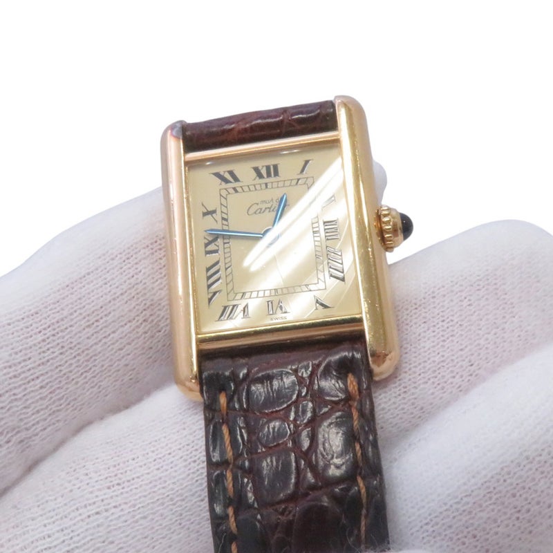 カルティエ マストタンク SM W1003153 シルバー925 Cartier 腕時計 アイボリー文字盤