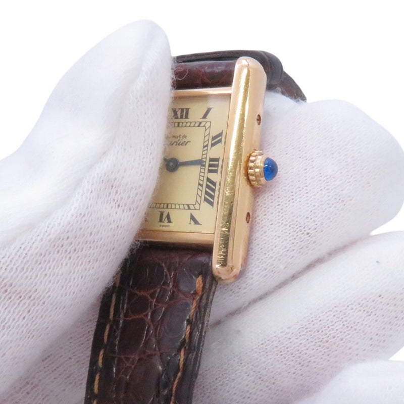 カルティエ マストタンク SM W1003153 シルバー925 Cartier 腕時計 アイボリー文字盤
