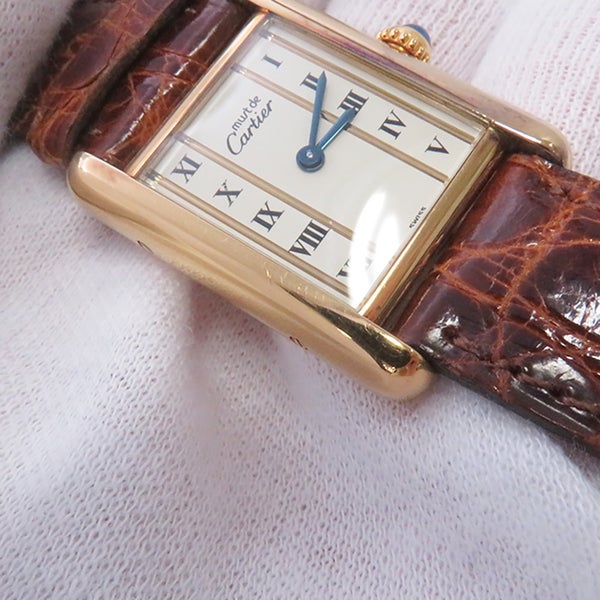 カルティエ マストタンク SM W1003053 シルバー925 Cartier 腕時計 アイボリー文字盤