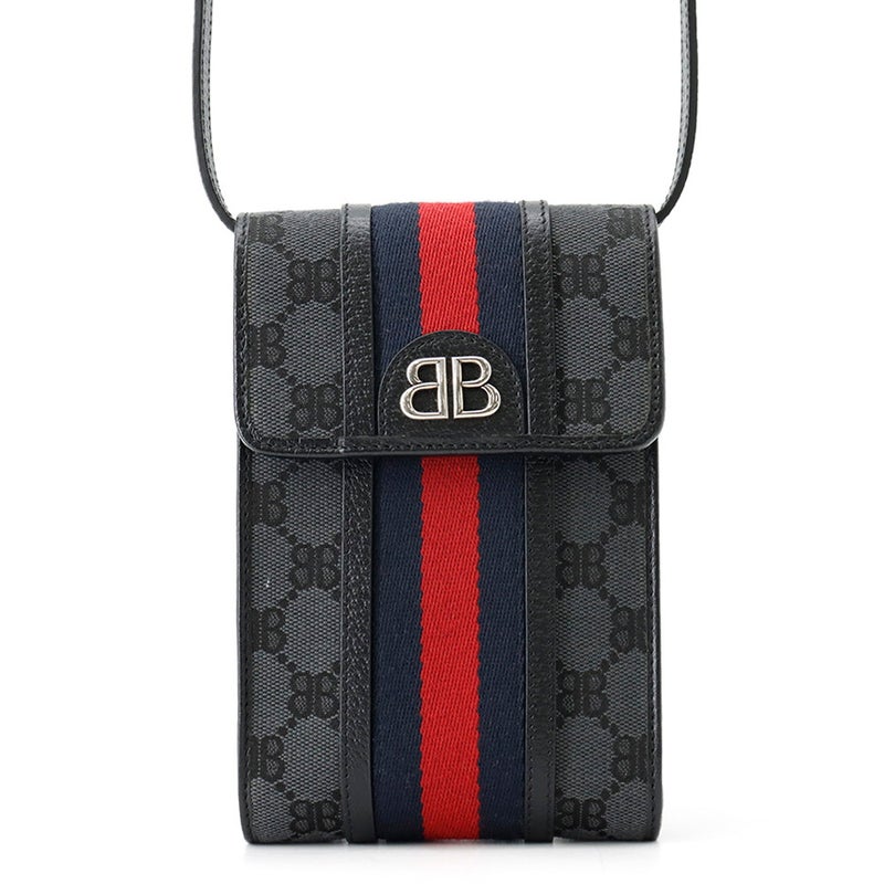 バレンシアガ ショルダーバッグ グッチコラボ ザ・ハッカープロジェクト オフィディア フォンポーチ 680130 BALENCIAGA GUCCI 黒