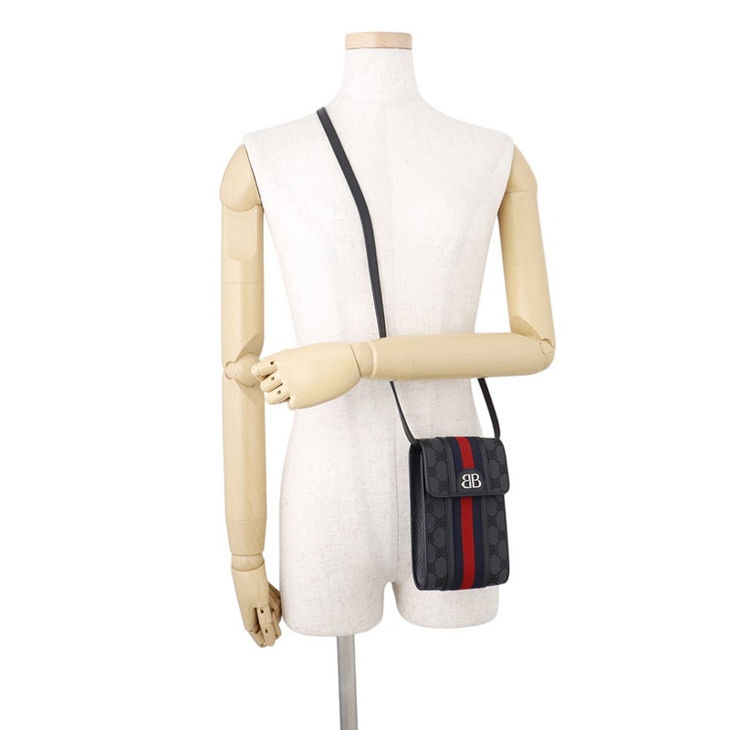 バレンシアガ ショルダーバッグ グッチコラボ ザ・ハッカープロジェクト オフィディア フォンポーチ 680130 BALENCIAGA GUCCI 黒