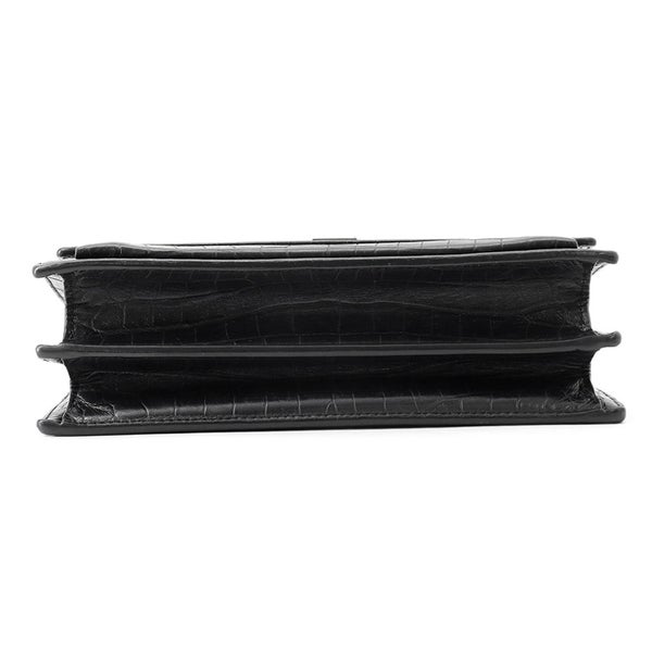 サンローランパリ チェーンショルダーバッグ サンセット ミディアム クロコ型押しレザー 442906 SAINT LAURENT PARIS 黒 2way