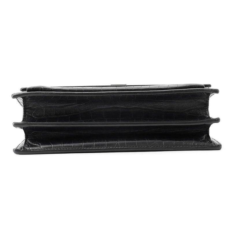 サンローランパリ チェーンショルダーバッグ サンセット ミディアム クロコ型押しレザー 442906 SAINT LAURENT PARIS 黒 2way