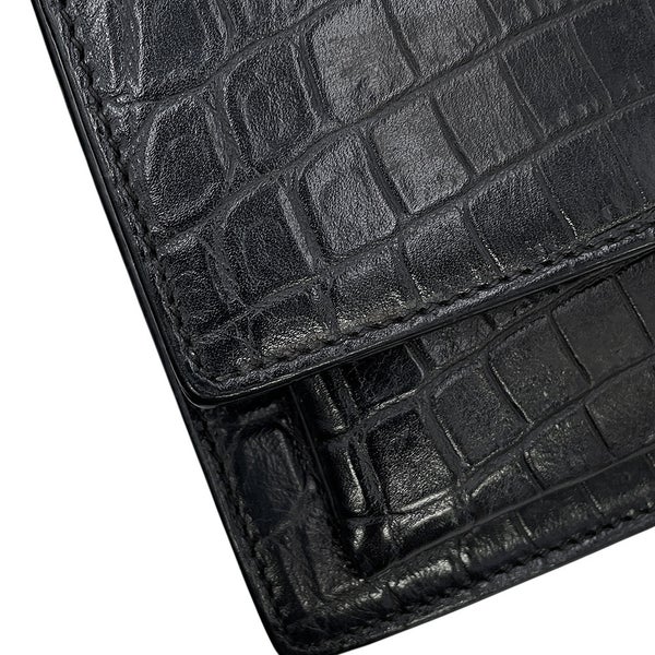 サンローランパリ チェーンショルダーバッグ サンセット ミディアム クロコ型押しレザー 442906 SAINT LAURENT PARIS 黒 2way