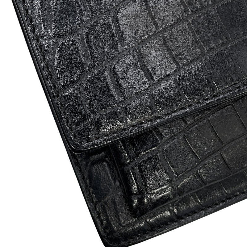 サンローランパリ チェーンショルダーバッグ サンセット ミディアム クロコ型押しレザー 442906 SAINT LAURENT PARIS 黒 2way