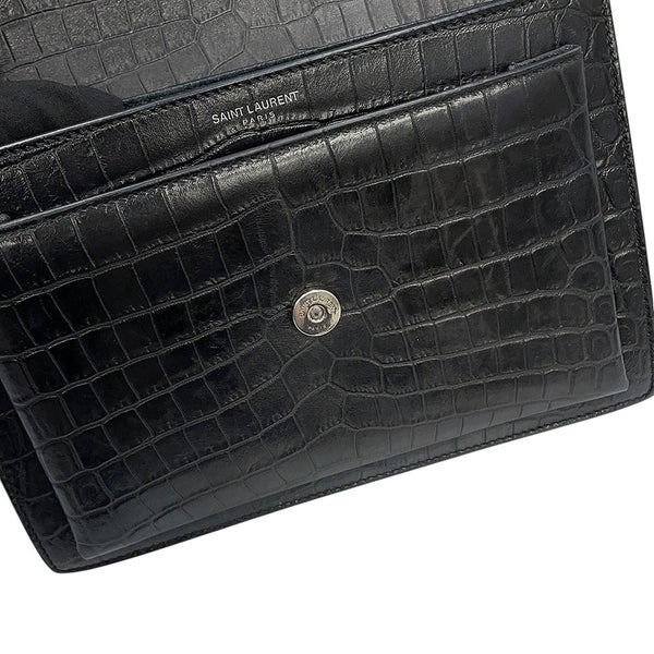 サンローランパリ チェーンショルダーバッグ サンセット ミディアム クロコ型押しレザー 442906 SAINT LAURENT PARIS 黒 2way