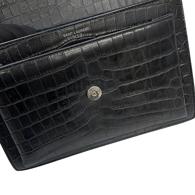 サンローランパリ チェーンショルダーバッグ サンセット ミディアム クロコ型押しレザー 442906 SAINT LAURENT PARIS 黒 2way