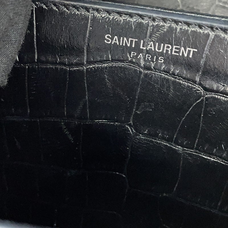 サンローランパリ チェーンショルダーバッグ サンセット ミディアム クロコ型押しレザー 442906 SAINT LAURENT PARIS 黒 2way