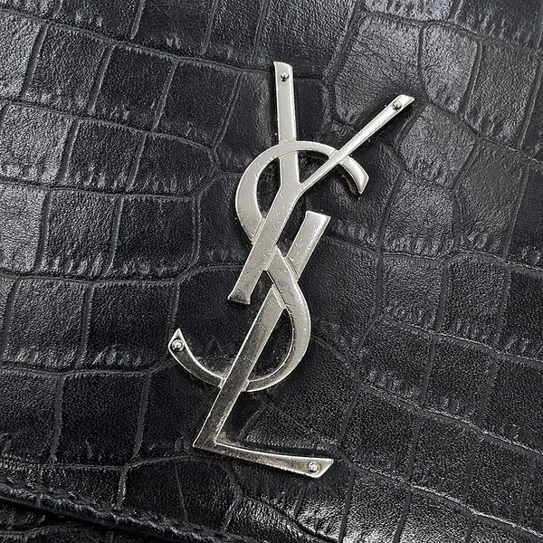 サンローランパリ チェーンショルダーバッグ サンセット ミディアム クロコ型押しレザー 442906 SAINT LAURENT PARIS 黒 2way