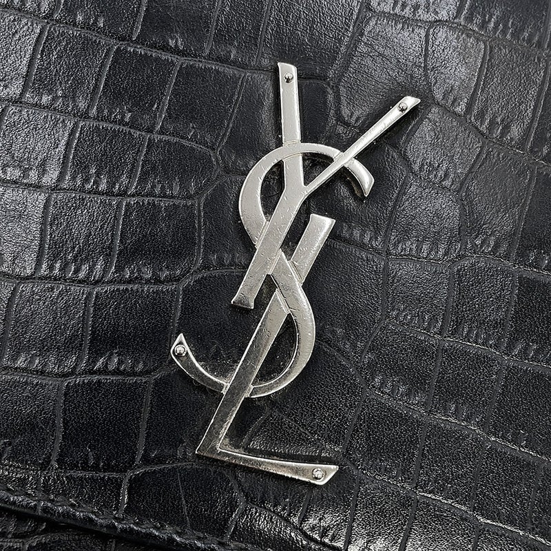 サンローランパリ チェーンショルダーバッグ サンセット ミディアム クロコ型押しレザー 442906 SAINT LAURENT PARIS 黒 2way
