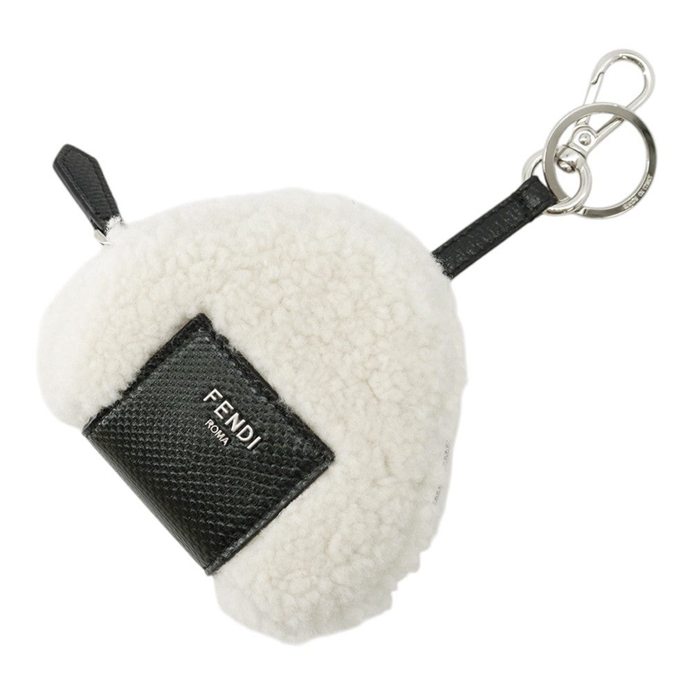 フェンディ チャーム  おにぎり カルングスネークレザー/シープファー 7AP080 FENDI チャーム 白 黒 フェンディ チャーム おにぎり カルングスネークレザー/シープファー