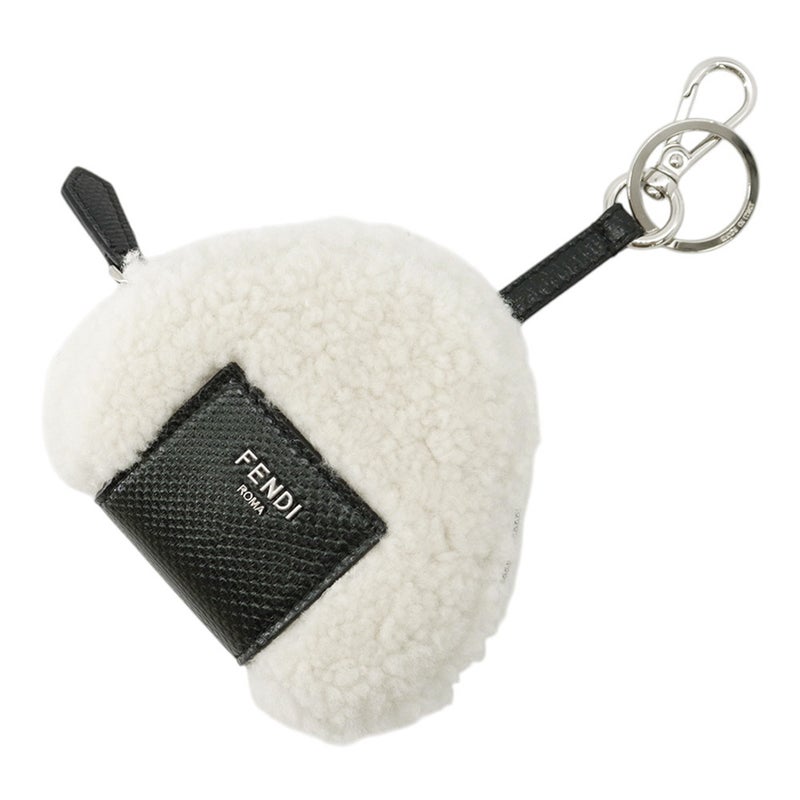フェンディ チャーム  おにぎり カルングスネークレザー/シープファー 7AP080 FENDI チャーム 白 黒