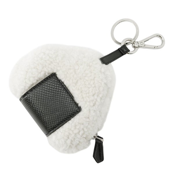 フェンディ チャーム  おにぎり カルングスネークレザー/シープファー 7AP080 FENDI チャーム 白 黒