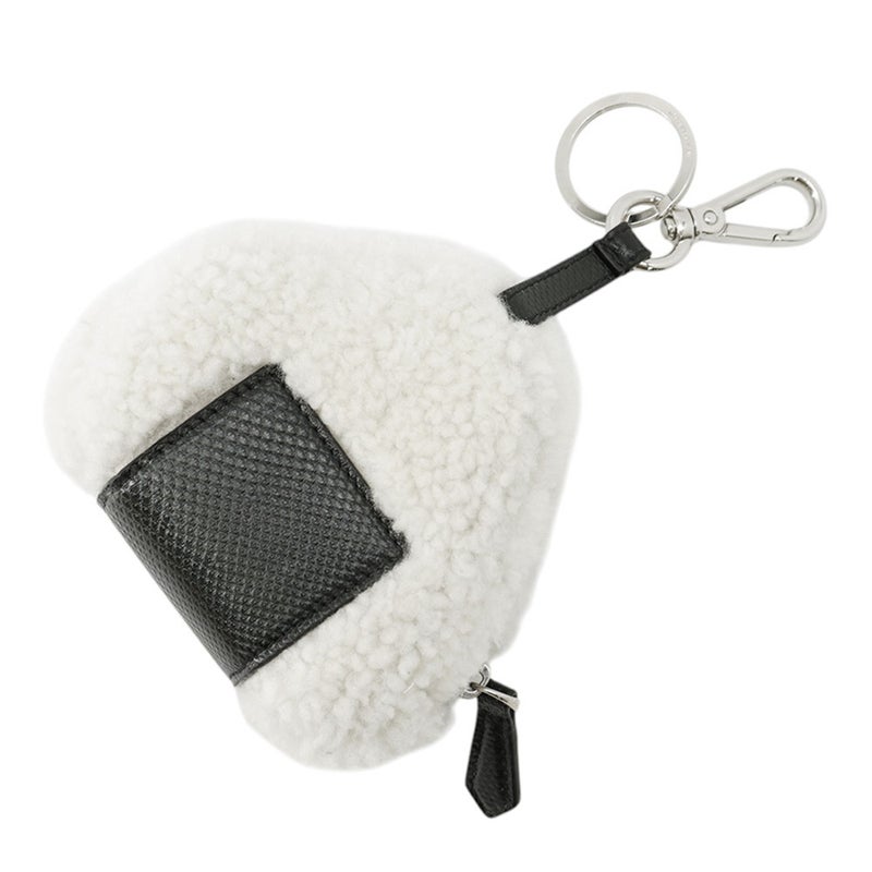 フェンディ チャーム  おにぎり カルングスネークレザー/シープファー 7AP080 FENDI チャーム 白 黒