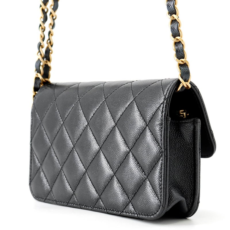 シャネル チェーンショルダーバッグ マトラッセ ココマーク フォーンホルダー キャビアスキン AP3482 CHANEL スマホケース