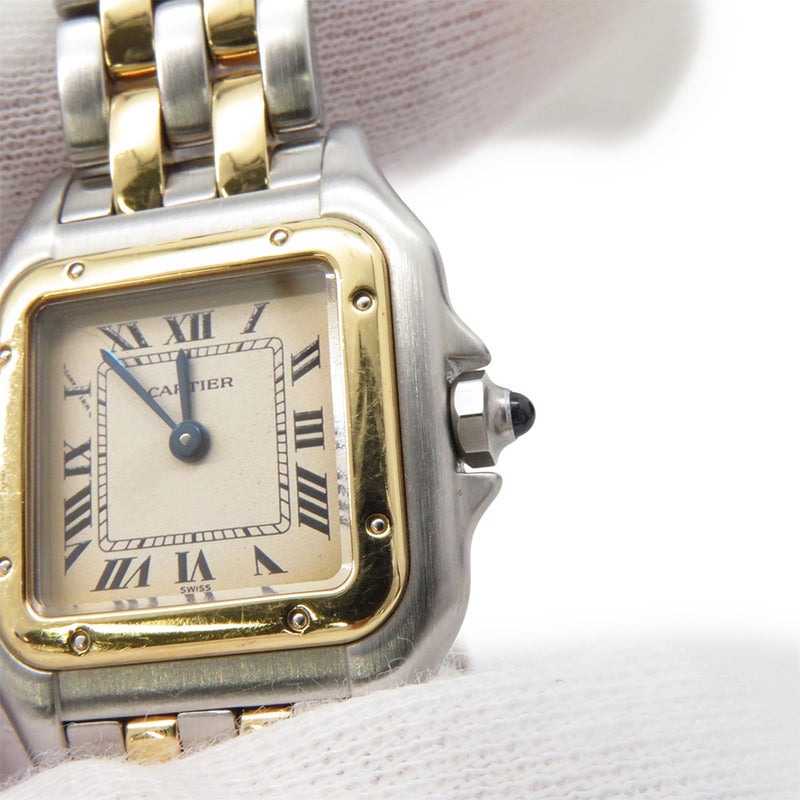 カルティエ パンテールMM 2ロウ W25029B6 SS/K18YG イエローゴールド Cartier 腕時計 クォーツ アイボリー文字盤