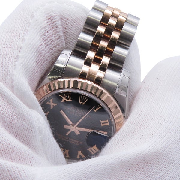 ロレックス デイトジャスト26 SS/K18PGピンクゴールド 179171 ROLEX 腕時計 黒文字盤 レディース