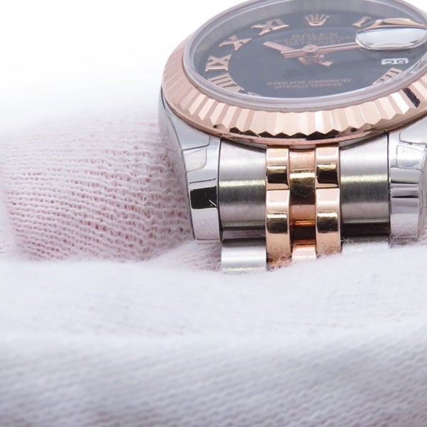 ロレックス デイトジャスト26 SS/K18PGピンクゴールド 179171 ROLEX 腕時計 黒文字盤 レディース