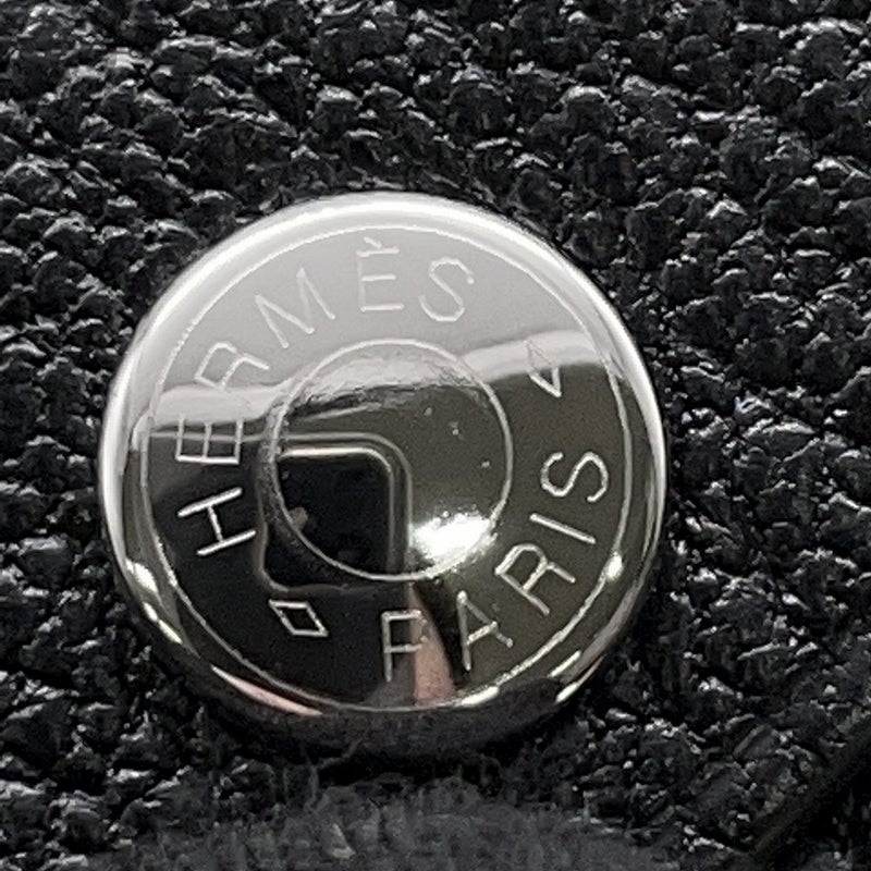 エルメス コインケース カルヴィ デュオ ブラック/シルバー金具 シェブルミゾル G刻印 黒 シェーブル