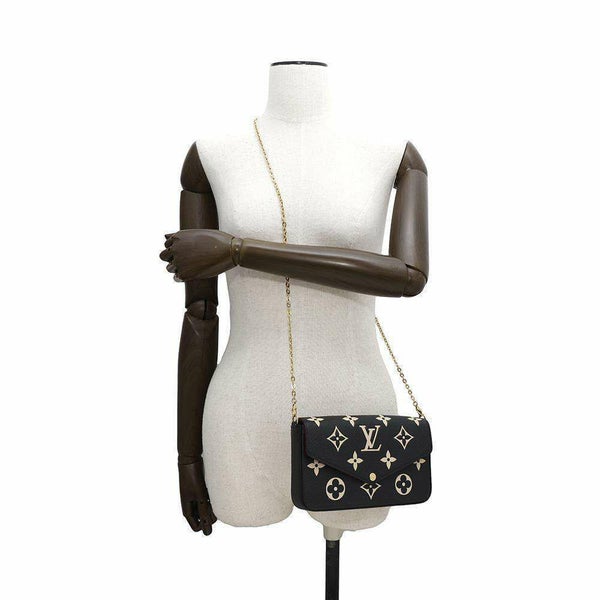 ルイヴィトン チェーンウォレット バイカラー モノグラム・アンプラント ポシェット・フェリシー M80482 黒 ブラック