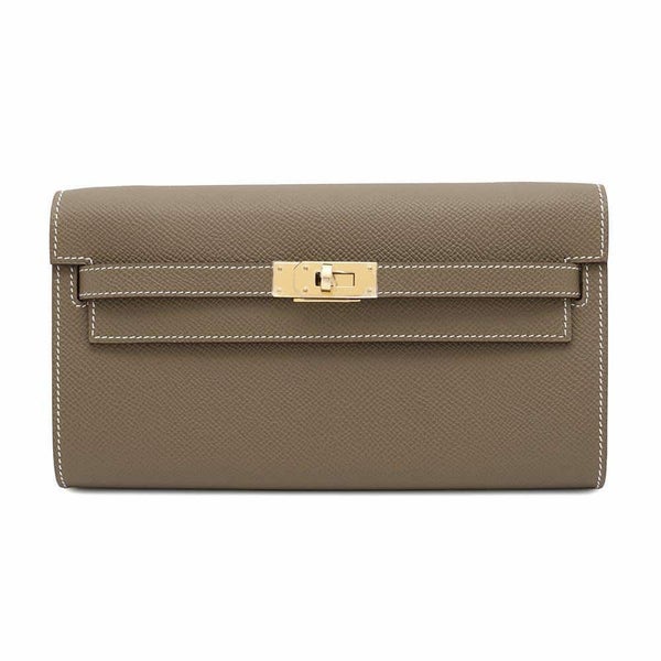 エルメス ケリーウォレット ロング トゥーゴー エトゥープ/ゴールド金具 エプソン W刻印 財布