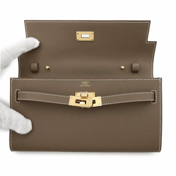 エルメス ケリーウォレット ロング トゥーゴー エトゥープ/ゴールド金具 エプソン W刻印 財布