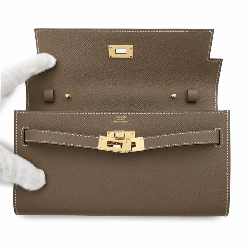 エルメス ケリーウォレット ロング トゥーゴー エトゥープ/ゴールド金具 エプソン W刻印 財布