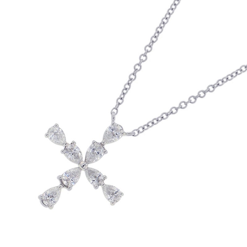 ハリーウィンストン ネックレス ペアシェイプ・ミニクロス・ペンダント ダイヤモンド 8P 計約0.48ct Pt950プラチナ PEDPREMCPM