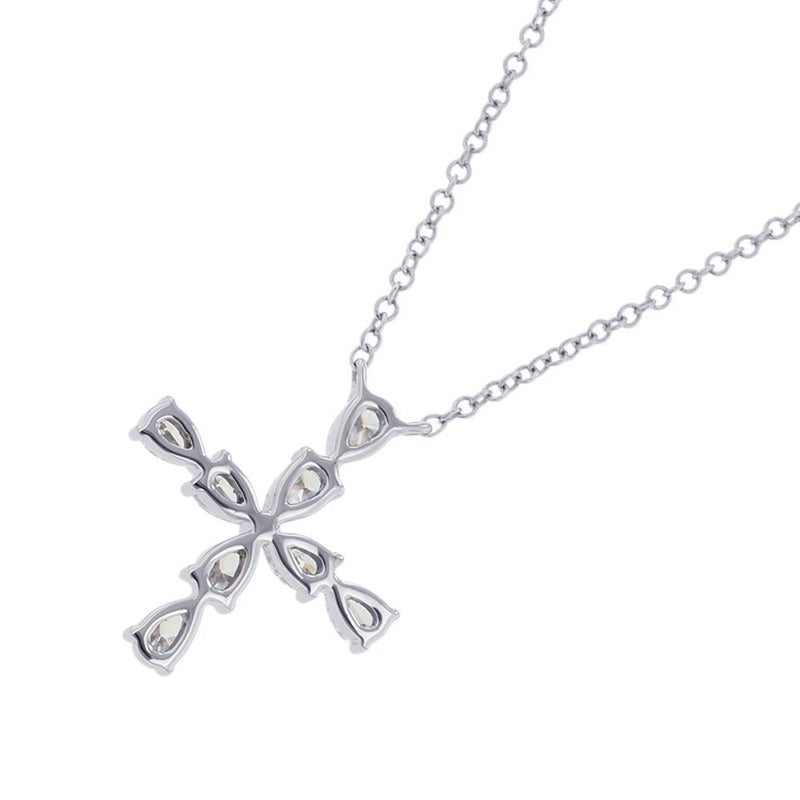 ハリーウィンストン ネックレス ペアシェイプ・ミニクロス・ペンダント ダイヤモンド 8P 計約0.48ct Pt950プラチナ PEDPREMCPM