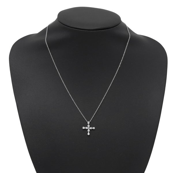 ハリーウィンストン ネックレス ペアシェイプ・ミニクロス・ペンダント ダイヤモンド 8P 計約0.48ct Pt950プラチナ PEDPREMCPM