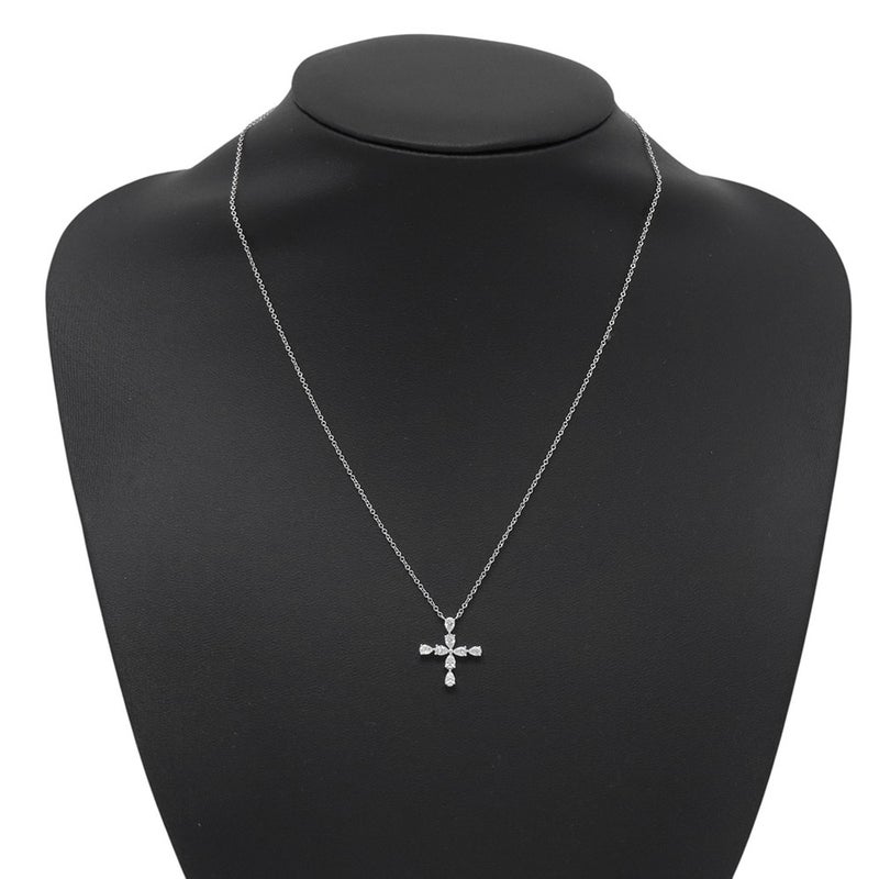 ハリーウィンストン ネックレス ペアシェイプ・ミニクロス・ペンダント ダイヤモンド 8P 計約0.48ct Pt950プラチナ PEDPREMCPM
